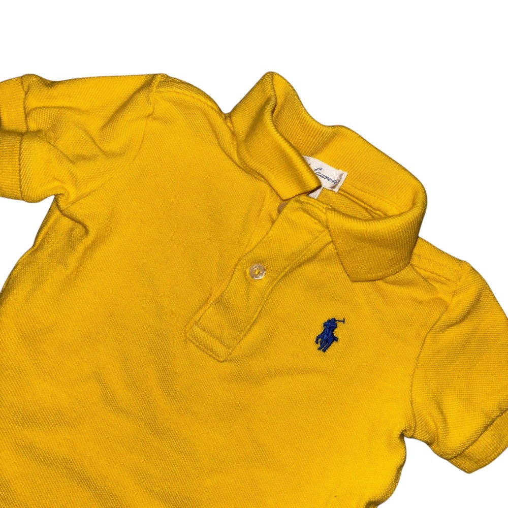 Ralph Lauren Kids Yellow Short Sleeve Pique Polo Shirt Blue Pony Logo Size 6M